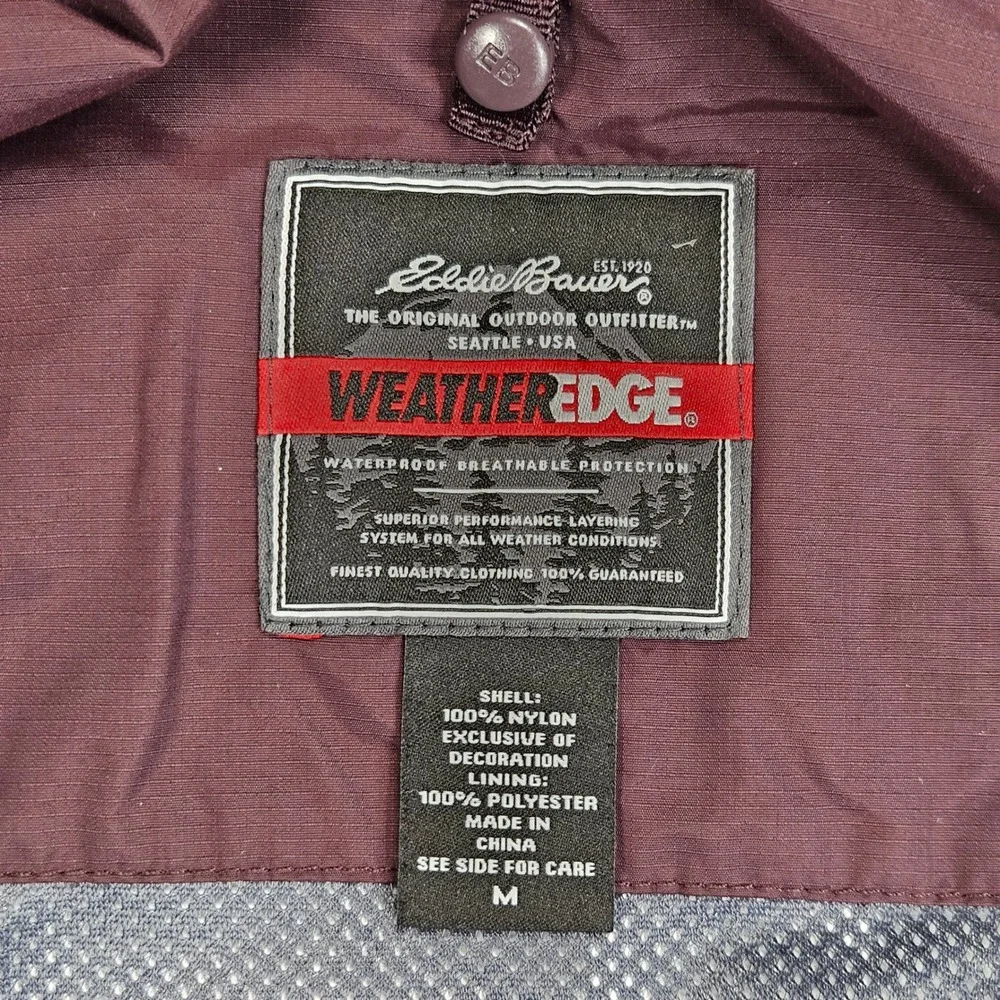 Eddie Bauer WeatherEdge Jacket Women M Purple Hooded Waterproof Rain Shell